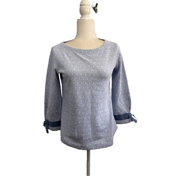 Talbots Polkadots 3/4 Sleeve Blouse Bow Detail On Cuff Women Size Petite - Picture 1 of 9